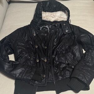 Guess Black Bomber Jacket with Hood
